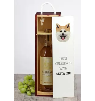 Akita, Akita Inu - une boîte géométrique avec une photo et un texte pour le vin de la marque Art-Dog