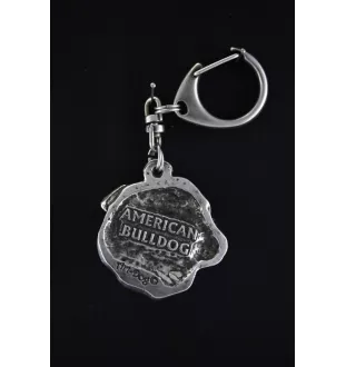 Bouledogue américain - Porte-clés argenté avec chien, décoration de sac à main, pendentif de sac à dos par la marque Art-Dog