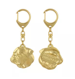 American Bulldog, Old Country Bulldog - Gilded key ring with dog in gift box, handbag decoration, luxury accessory by Art-Dog brand