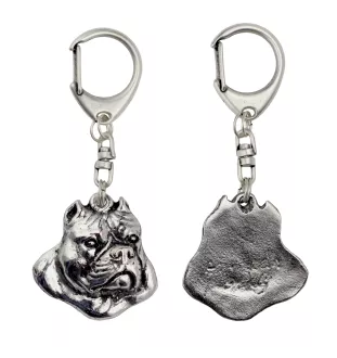 American Bully - Silver-plated key ring with dog, handbag decoration, backpack pendant by Art-Dog brand