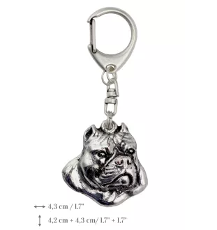 American Bully - Silver-plated key ring with dog, handbag decoration, backpack pendant by Art-Dog brand