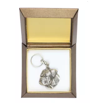 American Bulldog, Old Country Bulldog - Silver-plated pendant with a dog in a decorative box, handbag decoration, backpack pendant by Art-Dog brand
