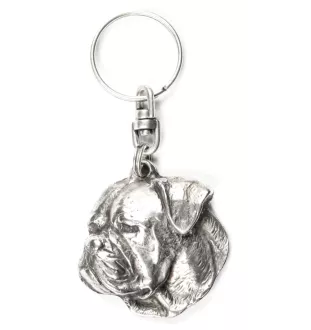 Bouledogue américain - Pendentif argenté avec un chien dans une boîte décorative, décoration de sac à main, pendentif de sac à dos par la marque Art-Dog