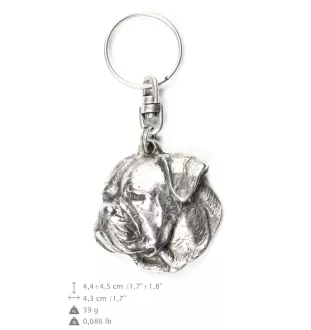 Bouledogue américain - Pendentif argenté avec un chien dans une boîte décorative, décoration de sac à main, pendentif de sac à dos par la marque Art-Dog