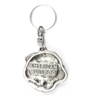 American Bulldog, Amerikanische Bulldogge - Versilberter Anhänger mit einem Hund in einer dekorativen Box, Handtaschenschmuck, Rucksackanhänger der Marke Art-Dog