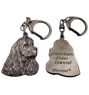 Amerikanischer Cocker Spaniel, American Cocker Spaniel - Versilberter Schlüsselanhänger mit Hund, Handtaschen-Dekoration, Rucksack-Anhänger der Marke Art-Dog