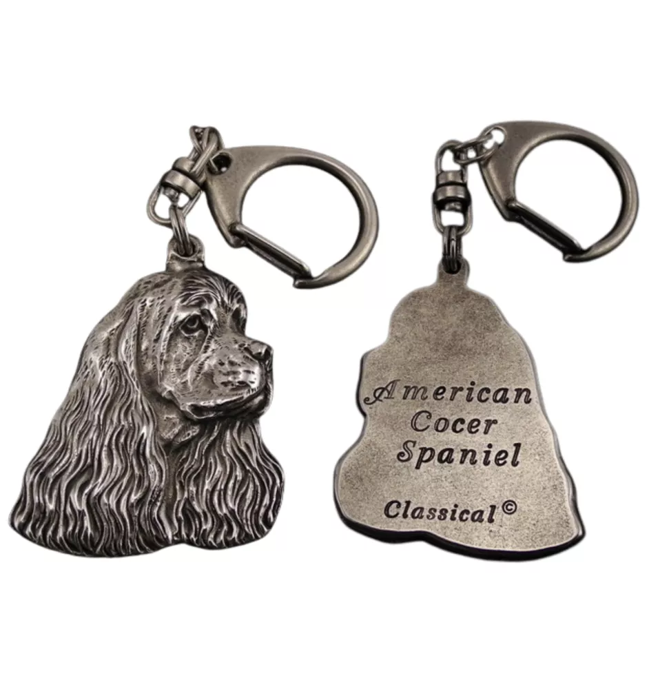 Cocker Américain - Porte-clés argenté avec chien, décoration de sac à main, pendentif de sac à dos par la marque Art-Dog