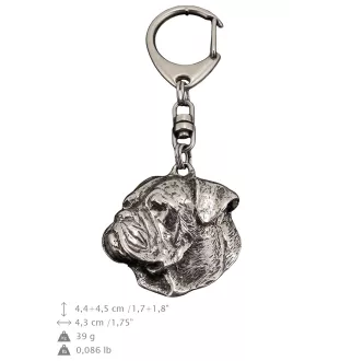 American Bulldog, Amerikanische Bulldogge - Versilberter Schlüsselanhänger mit Hund in einer Geschenkbox, Handtaschenschmuck, Rucksackanhänger der Marke Art-Dog