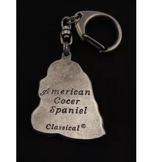American Cocker Spaniel, Merry Cocker - Silver-plated key ring with dog, handbag decoration, backpack pendant by Art-Dog brand