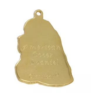 American Cocker Spaniel, Merry Cocker - Gilded key ring with dog in gift box, handbag decoration, luxury accessory by Art-Dog brand