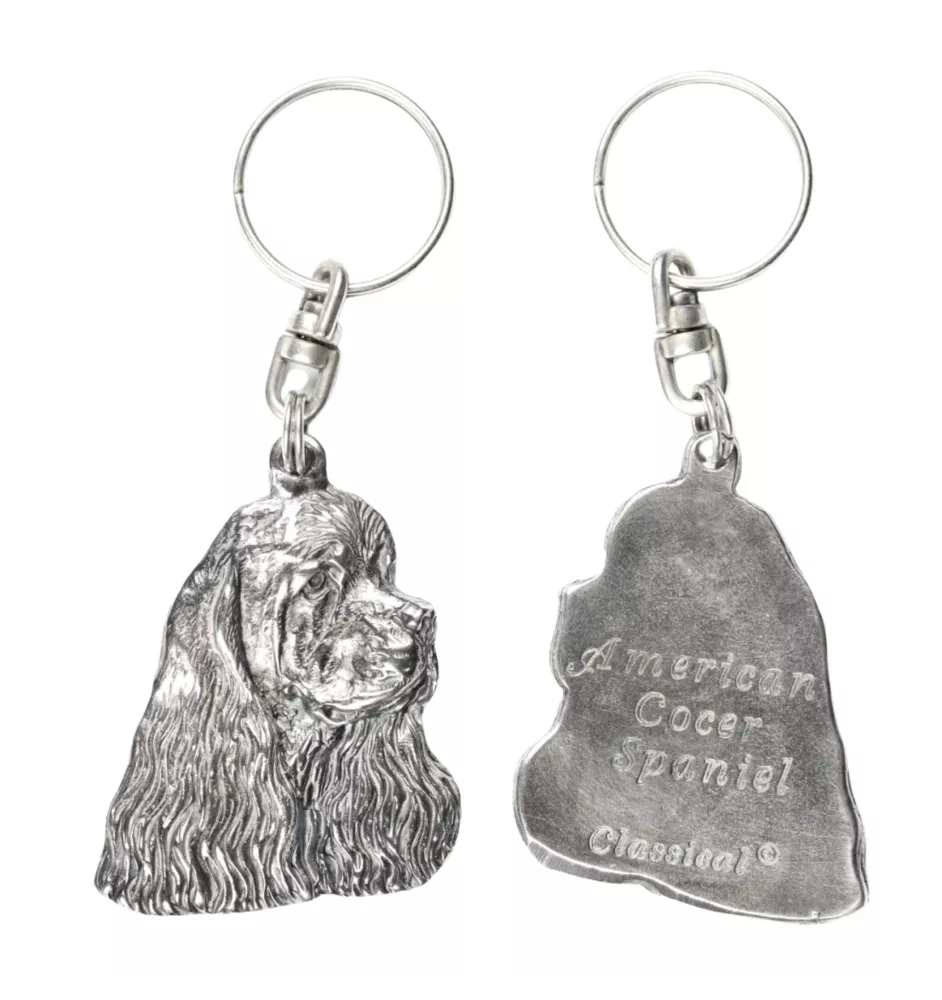 Amerikanischer Cocker Spaniel, American Cocker Spaniel - Versilberter Anhänger mit einem Hund in einer dekorativen Box, Handtaschenschmuck, Rucksackanhänger der Marke Art-Dog