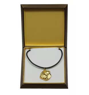 American Bulldog, Amerikanische Bulldogge - Hundehalsband in Geschenkbox, vergoldeter Anhänger für Hundefans, auffälliger Schmuck von Art-Dog