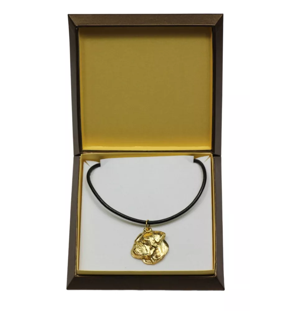 Bouledogue américain - Collier de chien dans une boîte cadeau, pendentif plaqué or pour les fans de chiens, bijoux remarquables par Art-Dog