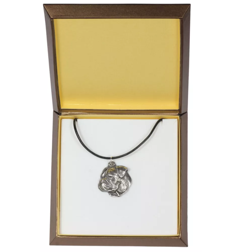 American Bulldog, Old Country Bulldog - Dog necklace in gift box, silver-plated locket for dog fan, striking pendant by Art-Dog brand