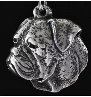 American Bulldog, Amerikanische Bulldogge - Hundehalsband in Geschenkbox, versilbertes Medaillon für Hundefans, markanter Anhänger der Marke Art-Dog