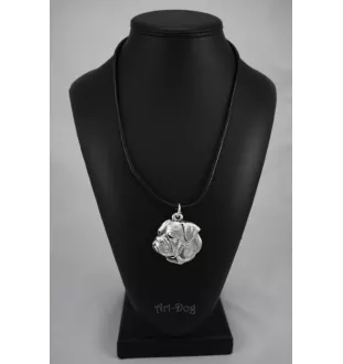 Bouledogue américain - Collier de chien dans une boîte cadeau, médaillon argenté pour fan de chien, pendentif remarquable de la marque Art-Dog