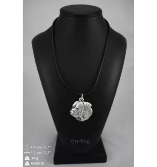 Bouledogue américain - Collier de chien dans une boîte cadeau, médaillon argenté pour fan de chien, pendentif remarquable de la marque Art-Dog