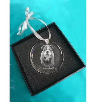 American Bulldog, Old Country Bulldog - crystal bauble with a photo, dog photo in crystal, personalized Christmas tree ornament by Art-Dog brand