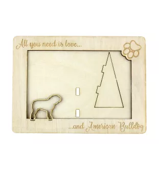 American Bulldog, Old Country Bulldog - Photo frame, engraved wooden frame, a lovely gadget for the dog lover by Art-Dog