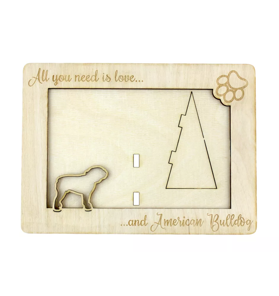American Bulldog, Old Country Bulldog - Photo frame, engraved wooden frame, a lovely gadget for the dog lover by Art-Dog