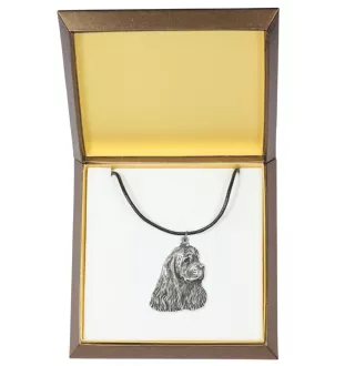 Cocker Américain - Collier de chien dans une boîte cadeau, médaillon argenté pour fan de chien, pendentif remarquable de la marque Art-Dog