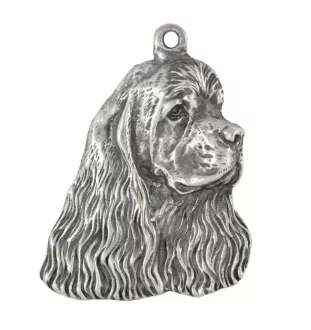 Amerikanischer Cocker Spaniel, American Cocker Spaniel - Hundehalsband in Geschenkbox, versilbertes Medaillon für Hundefans, markanter Anhänger der Marke Art-Dog
