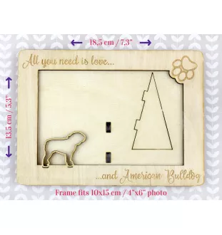 American Bulldog, Old Country Bulldog - Photo frame, engraved wooden frame, a lovely gadget for the dog lover by Art-Dog