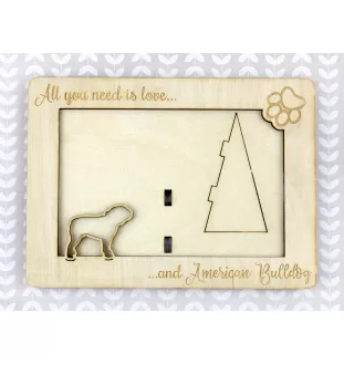 American Bulldog, Old Country Bulldog - Photo frame, engraved wooden frame, a lovely gadget for the dog lover by Art-Dog