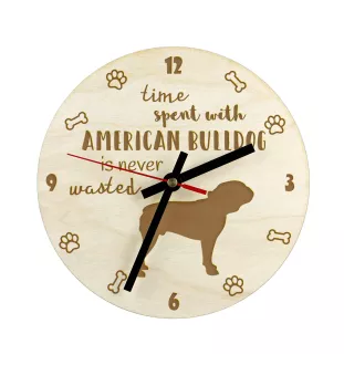 American Bulldog, Amerikanische Bulldogge - Uhr mit Hund, Holzuhr mit Gravur, personalisierte Uhr von Art-Dog
