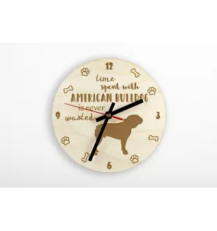 American Bulldog, Old Country Bulldog - clock with dog, wooden clock with engraving, personalised clock by Art-Dog