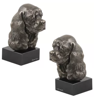 American Cocker Spaniel, Merry Cocker - Dog statue, bust on stone base, sculpture, trophy for dog show by Art-Dog brand