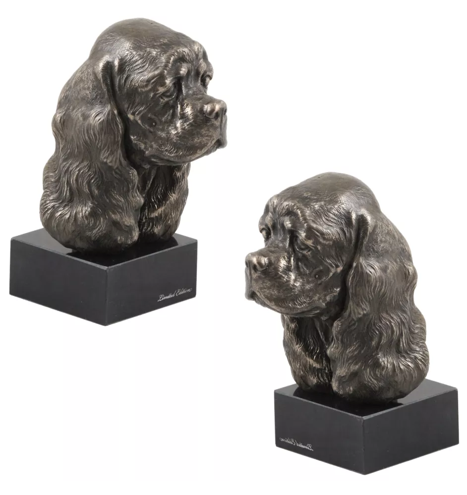American Cocker Spaniel, Merry Cocker - Dog statue, bust on stone base, sculpture, trophy for dog show by Art-Dog brand