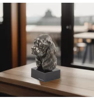 American Cocker Spaniel, Merry Cocker - Dog statue, bust on stone base, sculpture, trophy for dog show by Art-Dog brand