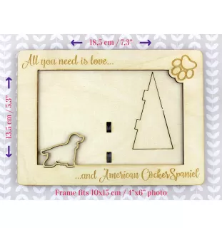 Amerikanischer Cocker Spaniel, American Cocker Spaniel - Fotorahmen, gravierter Holzrahmen, ein schönes Gadget für den Hundeliebhaber von Art-Dog