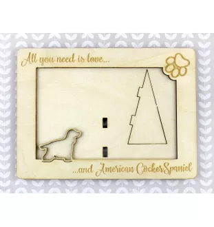 Cocker Américain - Cadre photo, cadre en bois gravé, un joli gadget pour l'amoureux des chiens par Art-Dog