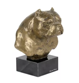 American Bully - Statue de chien, buste sur socle en pierre, sculpture, trophée pour exposition canine par la marque Art-Dog