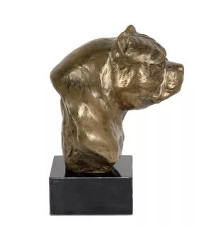 American Bully - Statue de chien, buste sur socle en pierre, sculpture, trophée pour exposition canine par la marque Art-Dog