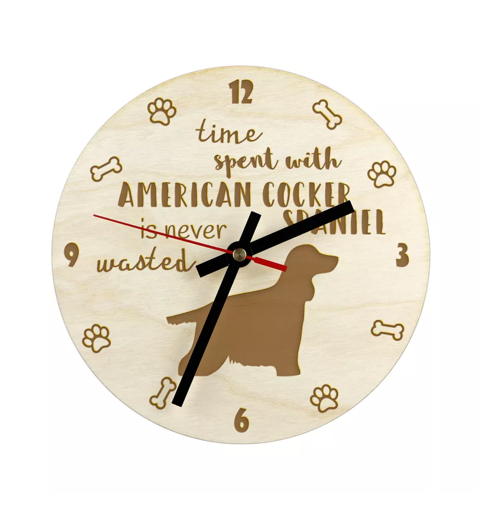American Cocker Spaniel, Merry Cocker - clock with dog, wooden clock with engraving, personalised clock by Art-Dog