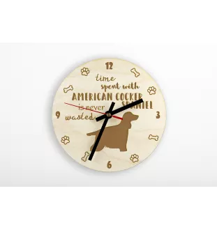 American Cocker Spaniel, Merry Cocker - clock with dog, wooden clock with engraving, personalised clock by Art-Dog