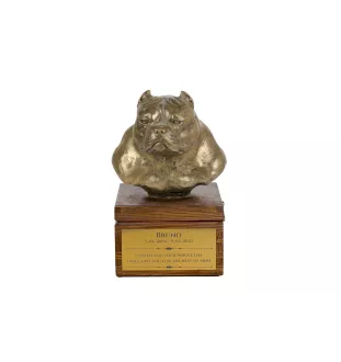 American Bully - urne pour les cendres du chien avec une statuette, petite urne pour chien, urne personnalisée avec le buste du chien de la marque Art-Dog