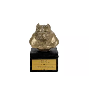 American Bully - eine Urne mit Gravur und Hundeskulptur, letzter Abschied, handgefertigtes Produkt der Marke Art-Dog