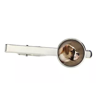 Bouledogue américain - pince à cravate dans une boîte, cravate élégante, bijoux personnalisés de la marque Art-Dog