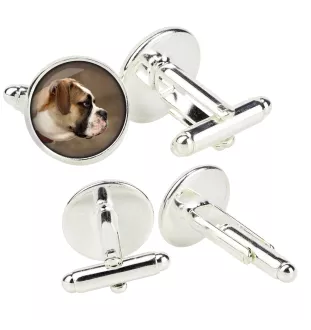 Buldog amerykański spinka do mankietów w pudełku ze zdjęciem Art-Dog