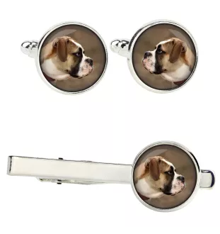 American Bulldog, Old Country Bulldog - cufflinks and tie with your photo, a suit decoration, men's jewelry from the Art-Dog brand.