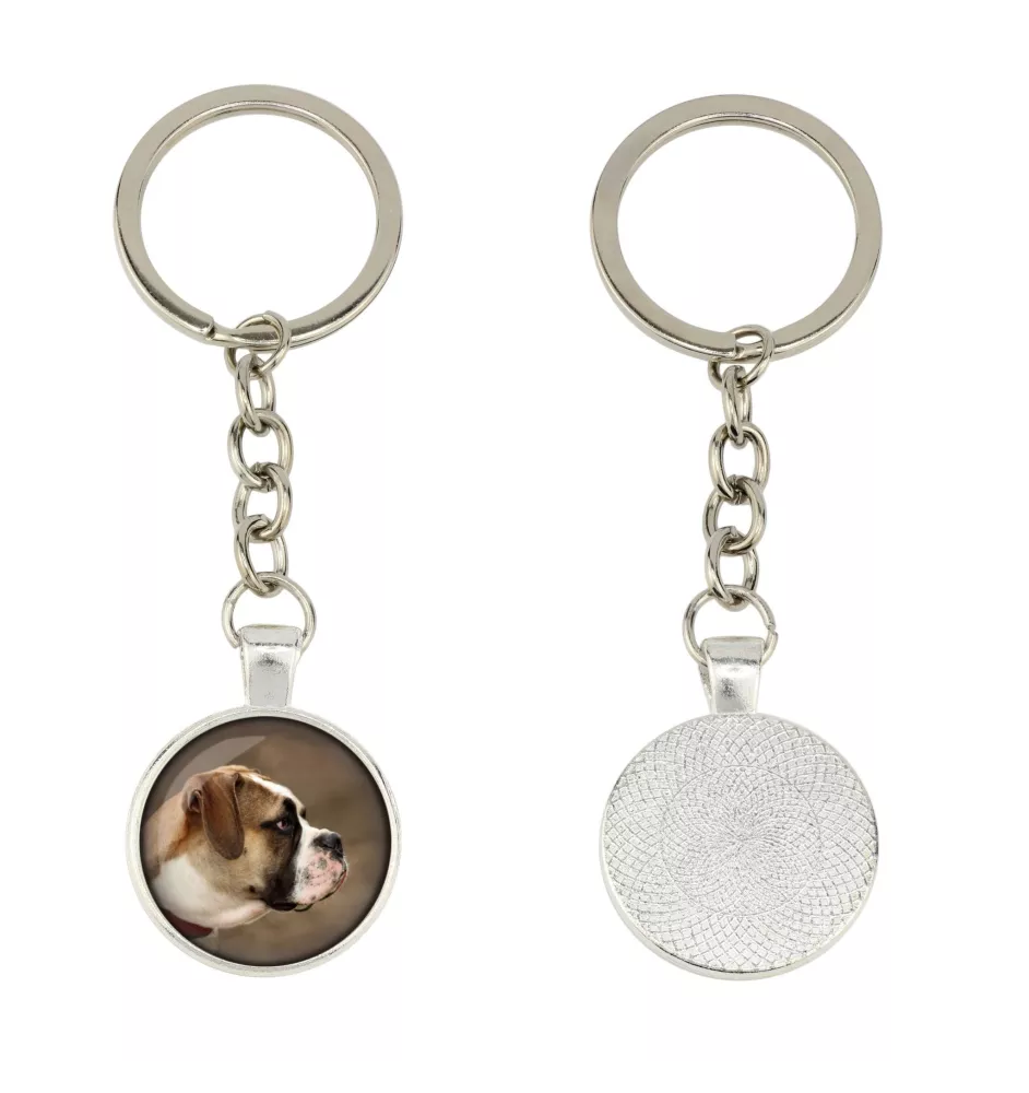 American Bulldog, Old Country Bulldog - keychain in a box, own photo, keychain pendant from Art-Dog brand