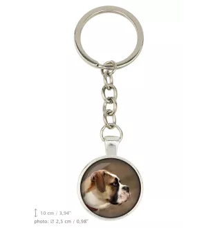 Bouledogue américain - porte-clés dans une boîte, photo personnelle, porte-clés de la marque Art-Dog
