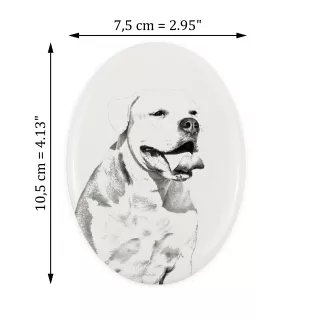 Bouledogue américain - une plaque commémorative avec une photo de chien, une plaque funéraire avec une impression, une plaque ovale personnalisée de la marque Art-Dog