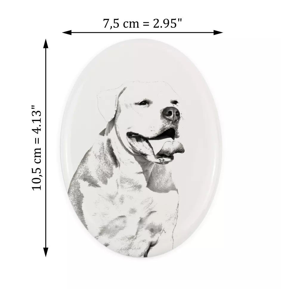 American Bulldog, Amerikanische Bulldogge - Gedenktafel mit einem Foto eines Hundes, Grabplatte mit Druck, personalisierte ovale Platte der Marke Art-Dog
