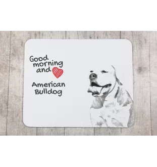 American Bulldog, Amerikanische Bulldogge - Mauspad mit Druck, personalisiertes Mauspad mit Hund, einzigartiges Gadget für Büroangestellte von Art-Dog.