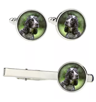 American Cocker Spaniel, Merry Cocker - cufflinks and tie with your photo, a suit decoration, men's jewelry from the Art-Dog brand.